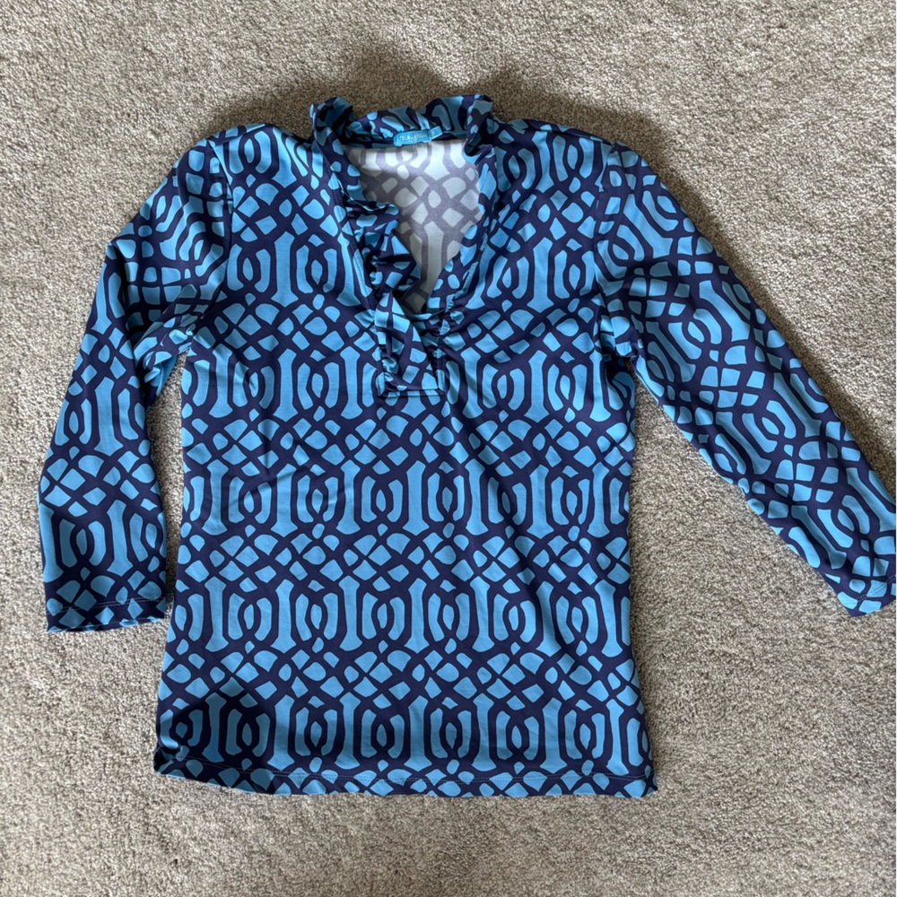🌟 J.McLaughlin Geometric Print Long Sleeve Top 🌟